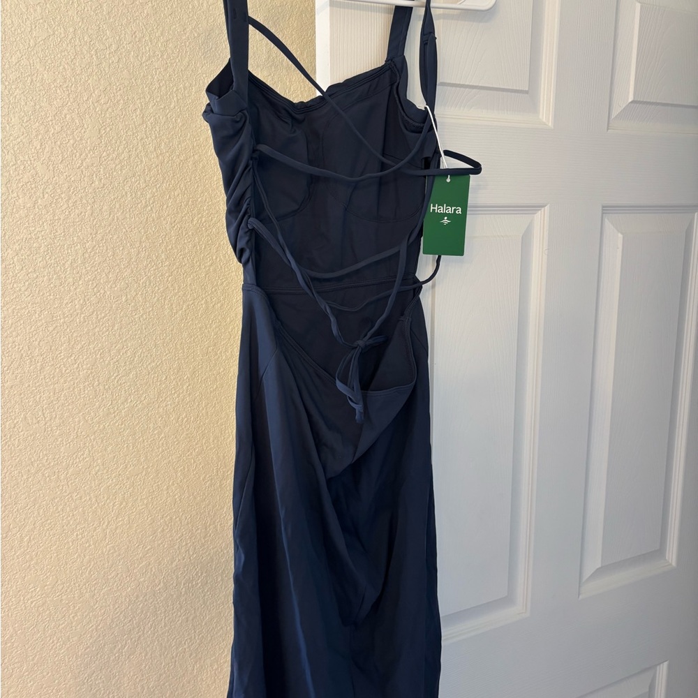 HALARA Women's Backless Navy Dress